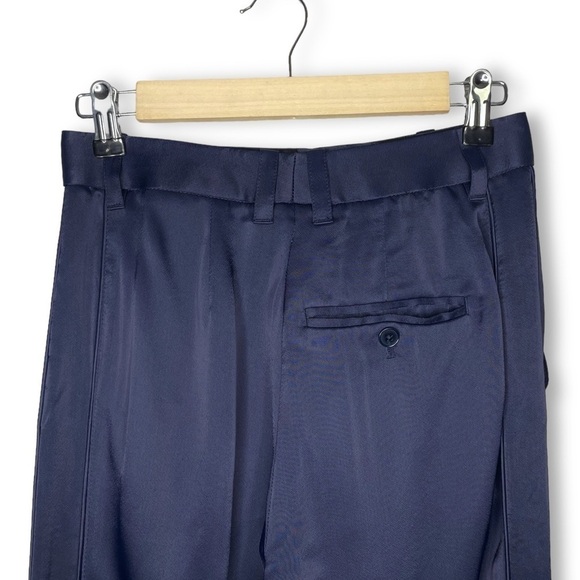 3.1 Phillip Lim High Rise Satin Jogger Pant Navy Blue Side Panel Tailored Size 2 - Picture 11 of 16